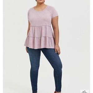 TORRID MAUVE PINK SHIRRED BABYDOLL TOP SIZE 00